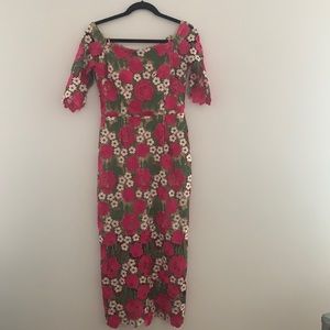 Xacape brand floral off shoulder dress
